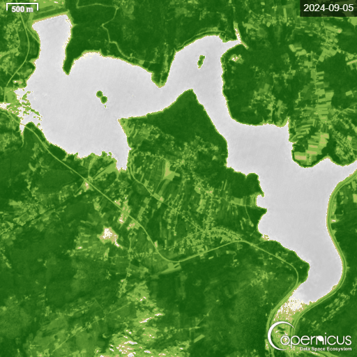 Animacja NDWI Jeziora Mucharskiego na podstawie danych Sentinel-2